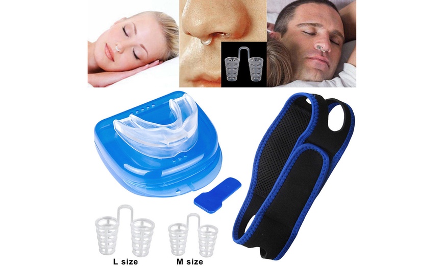 Anti Snoring Kit of Adjustable Chin Strap & Mouth Guard & 2Pcs Nasal ...