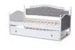 Roxane Solid Rubberwood Grey Fabric Twin Captain Daybed with Trundle Bed - Second Medium