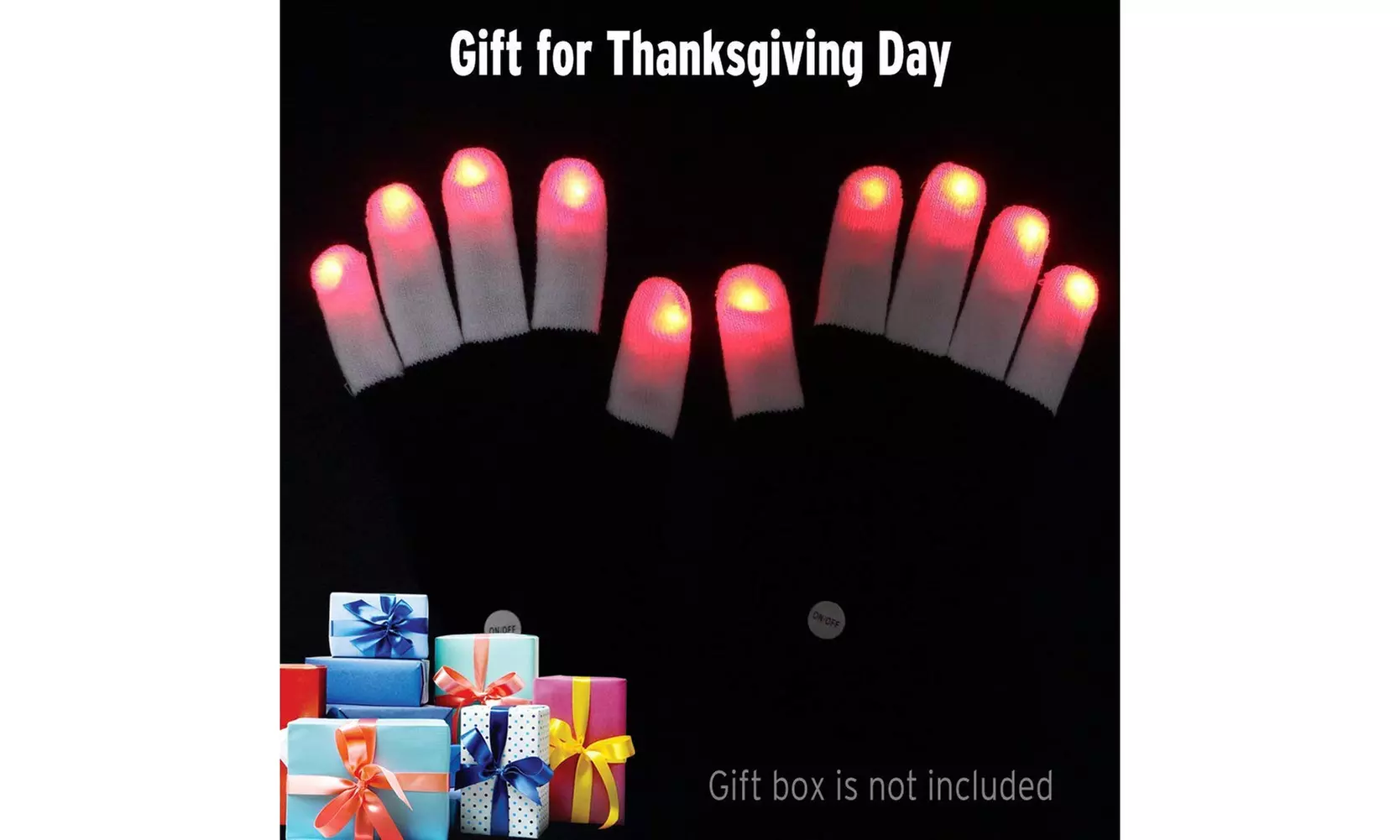 Led Gloves Light Rave Flashing Finger Lighting Up Party Glow 6 Mode GLoves  - Second Medium