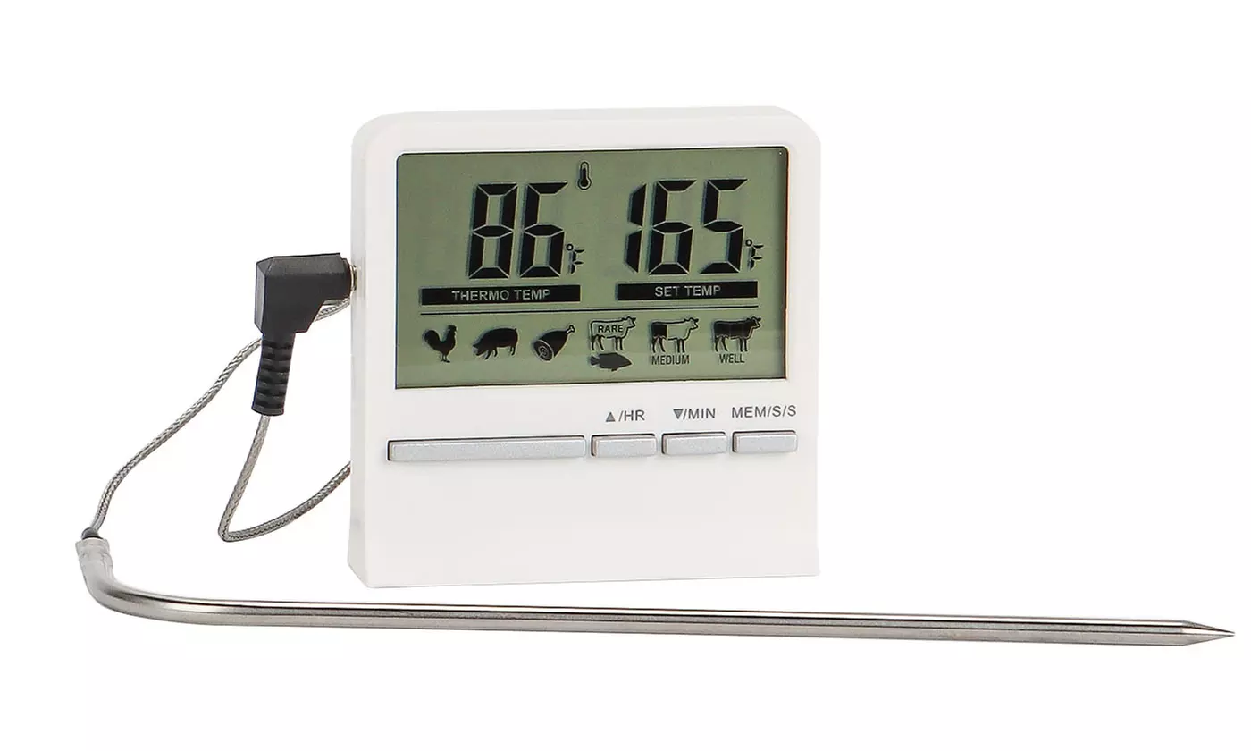 Digital Meat Thermometer for Cooking Long Probe Large LCD Display Instant Read - Second Medium