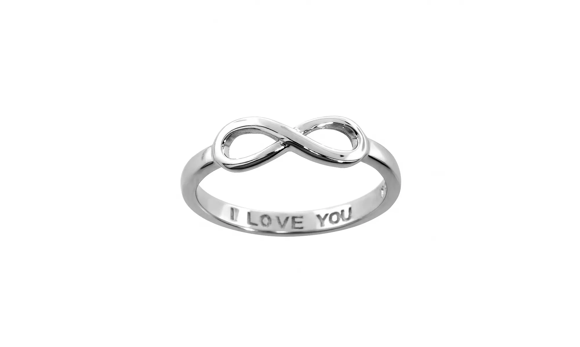 Engraved I Love You Infinity Promise Rings in Solid Sterling Silver 