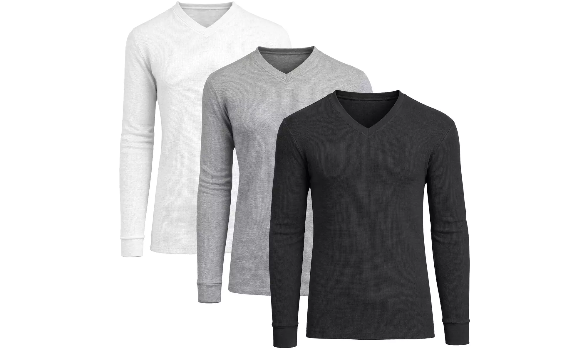 3-Pack Men's Long Sleeve Waffle-Knit V-Neck Thermal Shirts