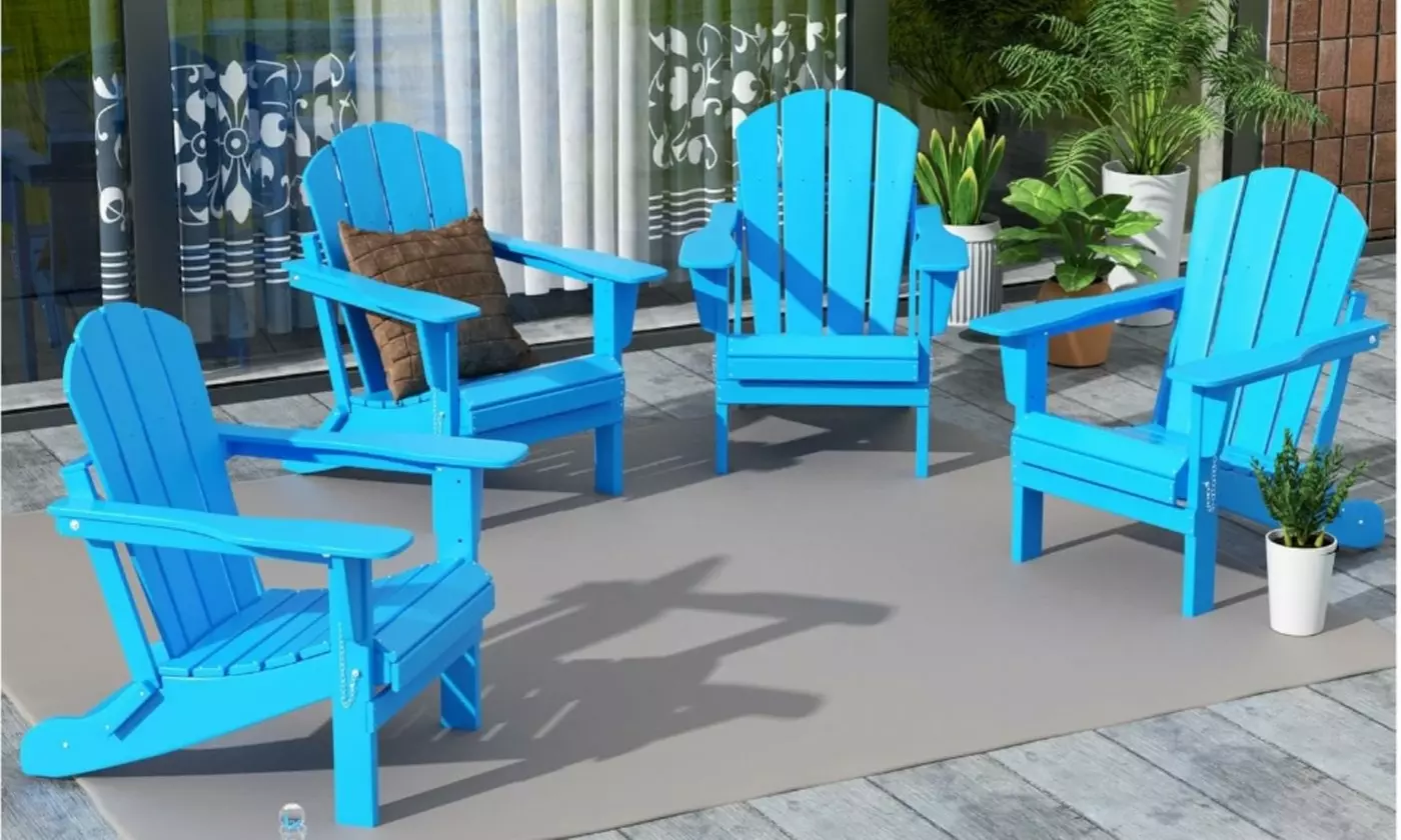WestinTrends Malibu 4-Piece Set Outdoor Folding Poly Adirondack Chair - Primary Image