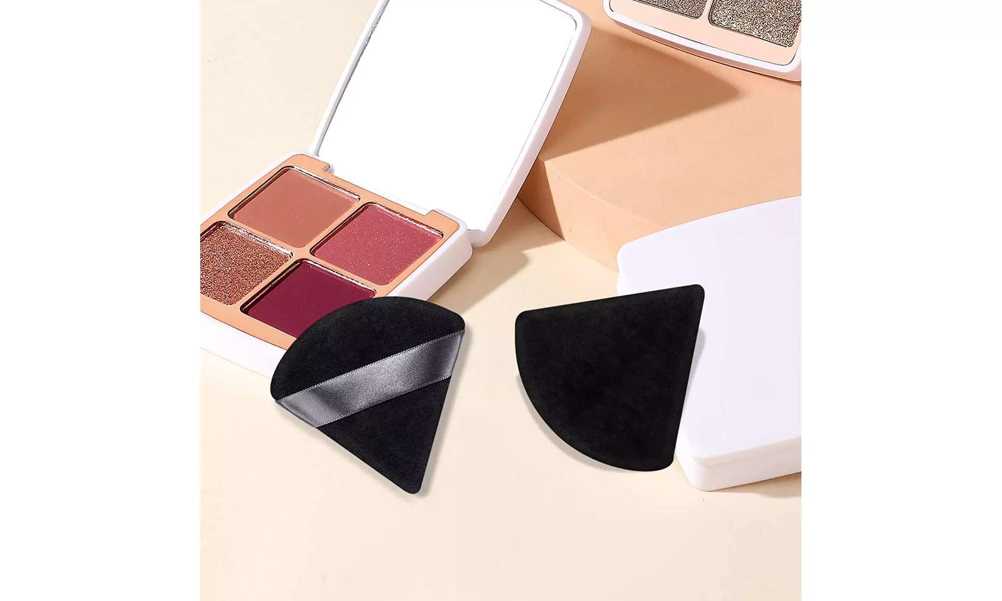 8PCS Velvet Triangle Powder Puff, Triangle Wedge Soft Makeup Setting Powder - Second Medium