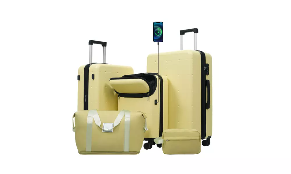 Four-Piece 20-Inch ABS Suitcase Luggage Set with USB Port