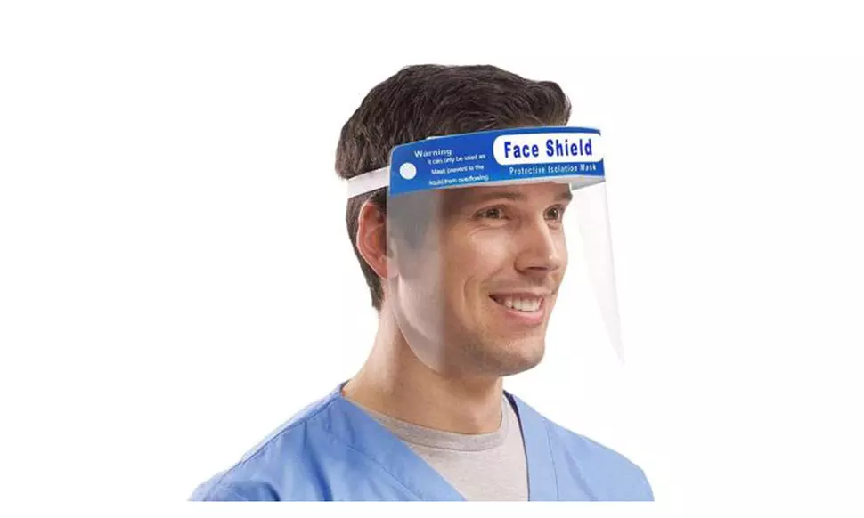 Reusable Waterproof Transparent Face Shields W/ Adjustable Band (5 or 10-Pack) - Second Medium