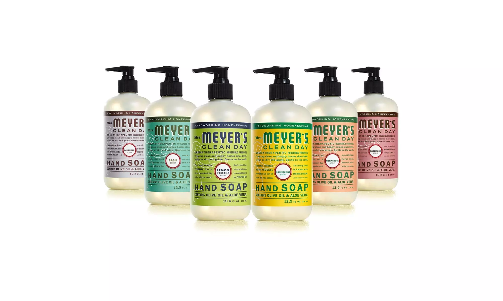 Mrs. Meyers Clean Day Liquid Hand Soap 6 Scent Variety Pack, 12.5 oz Each - Second Medium