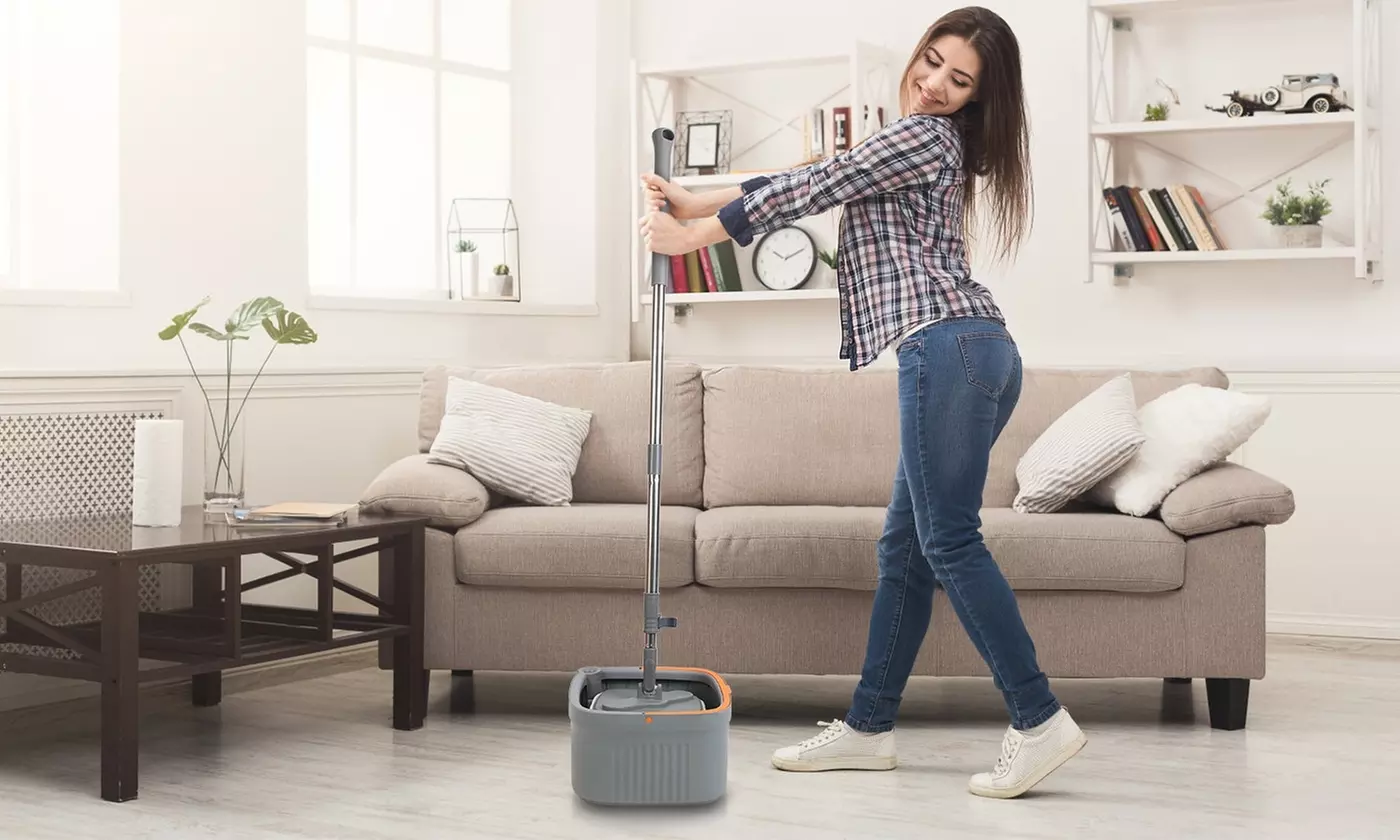 NewHome Spin Mop and Bucket Set (2 or 4 Pads) or Wall and  Baseboard Cleaner Mop