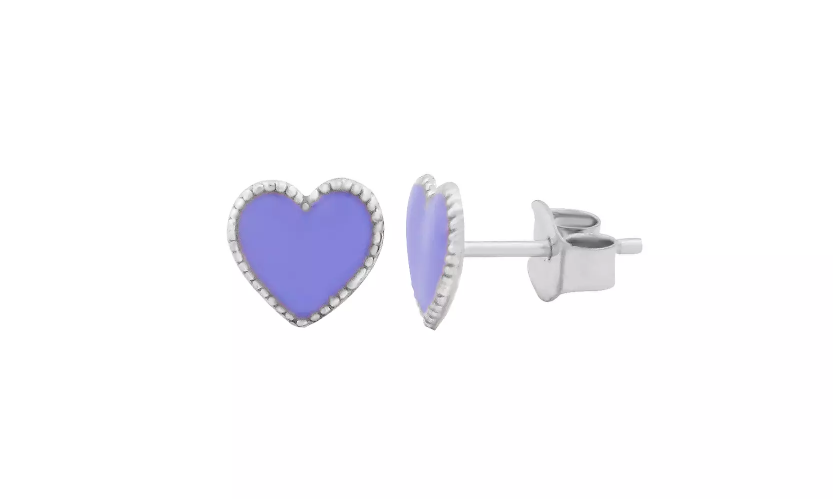 14K Gold-Plated Kids' Enamel Heart Earrings - Primary Image