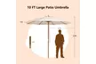 Costway 10FT Patio Wooden Market Table Umbrella Pulley with 8 Bamboo Ribs - Second Medium