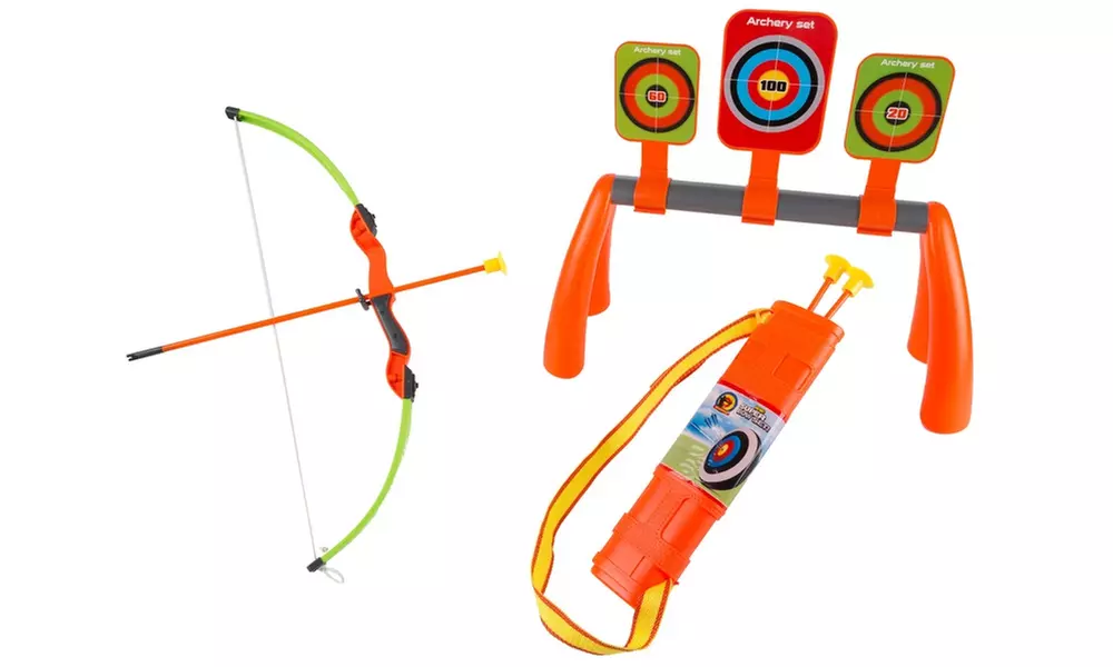 Kids Bow and Arrow Set w/ Suction Cup Arrows, Target & Quiver- Toy Archery Game - Primary Image