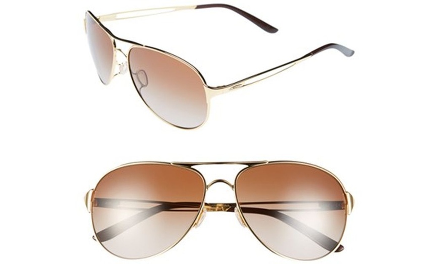 OAKLEY Caveat Rose Gold / Brown Gradient Aviator Ladies Sunglasses | Groupon