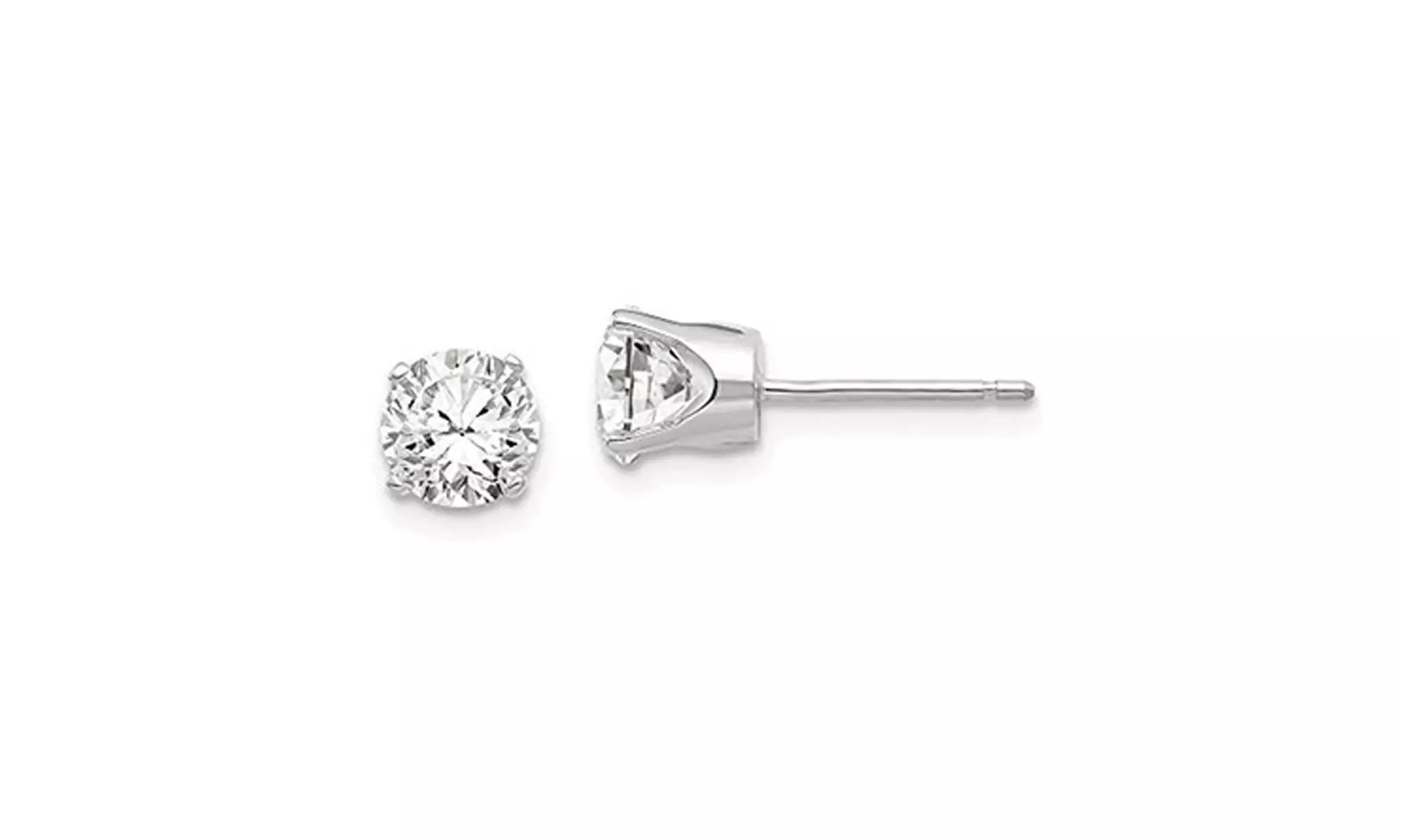 Paris Jewelry 14K White Gold Plated 5.5mm Cubic Zirconia Stud Earrings