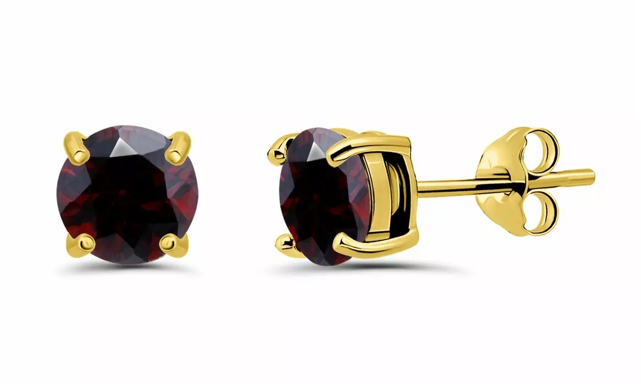 Birthstone Sterling Silver & 18KT Solitaire Stud Earrings 6mm, Round