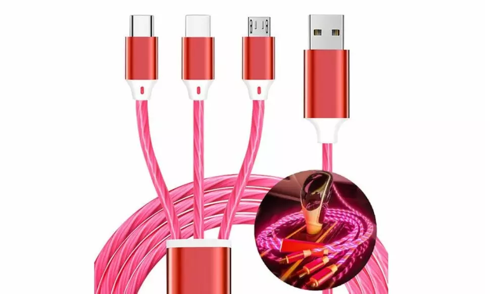 3-in-1 Flowing Luminous LED Fast Charging Cable  (3.3ft)
