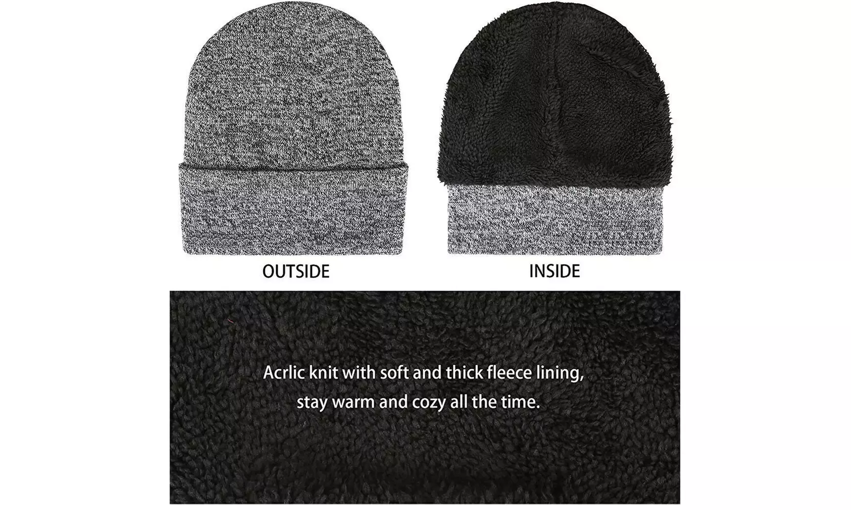Winter 3 Piece Set Knit Beanie Hat Scarf Touchscreen Gloves for Men Women