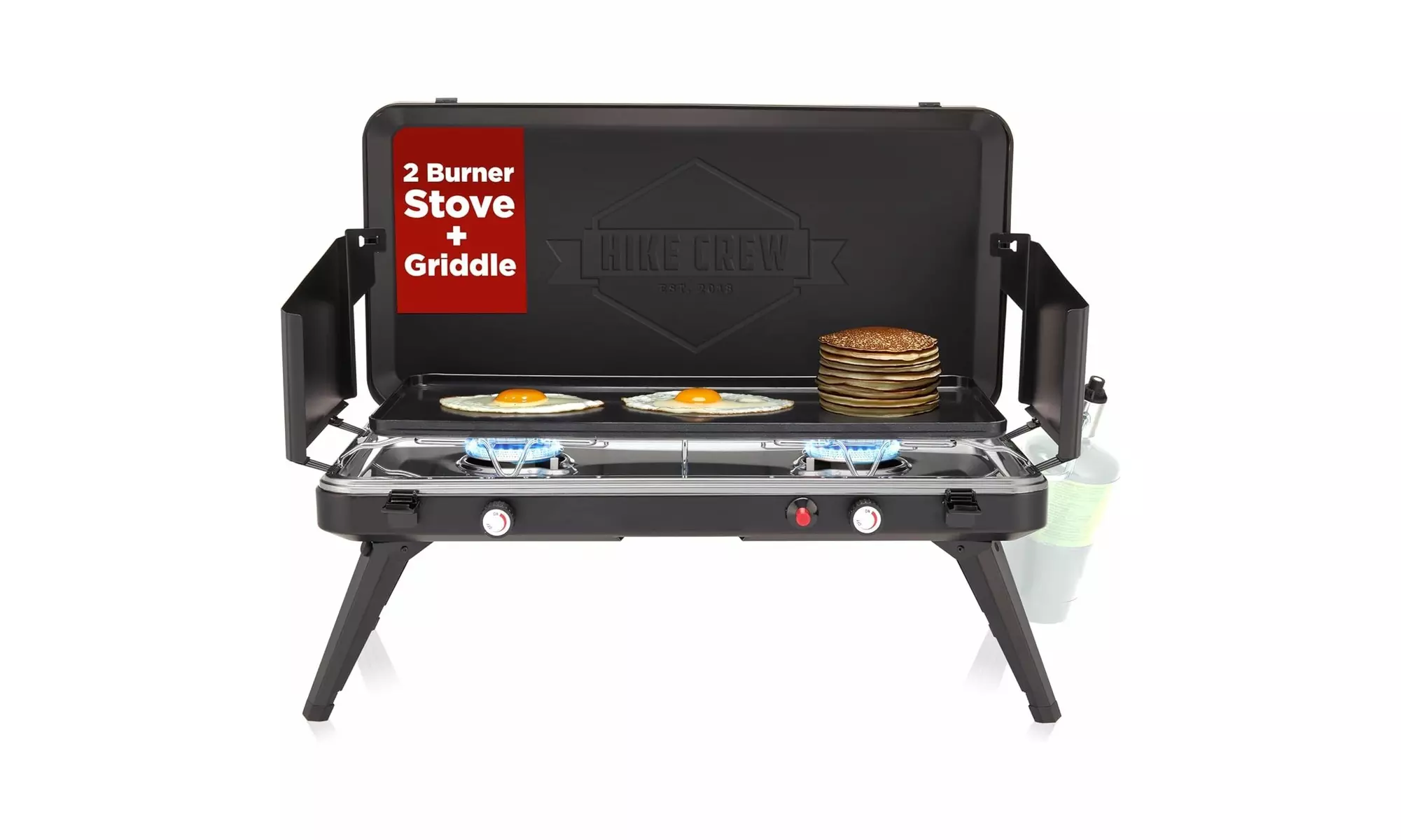 Hike Crew 2-Burner Gas Camping Stove - 20,000 BTU Propane Portable Grill