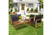 Costway 4PCS/8PCS Outdoor Patio Rattan Furniture Set Acacia Wood Frame Sofa - Second Medium