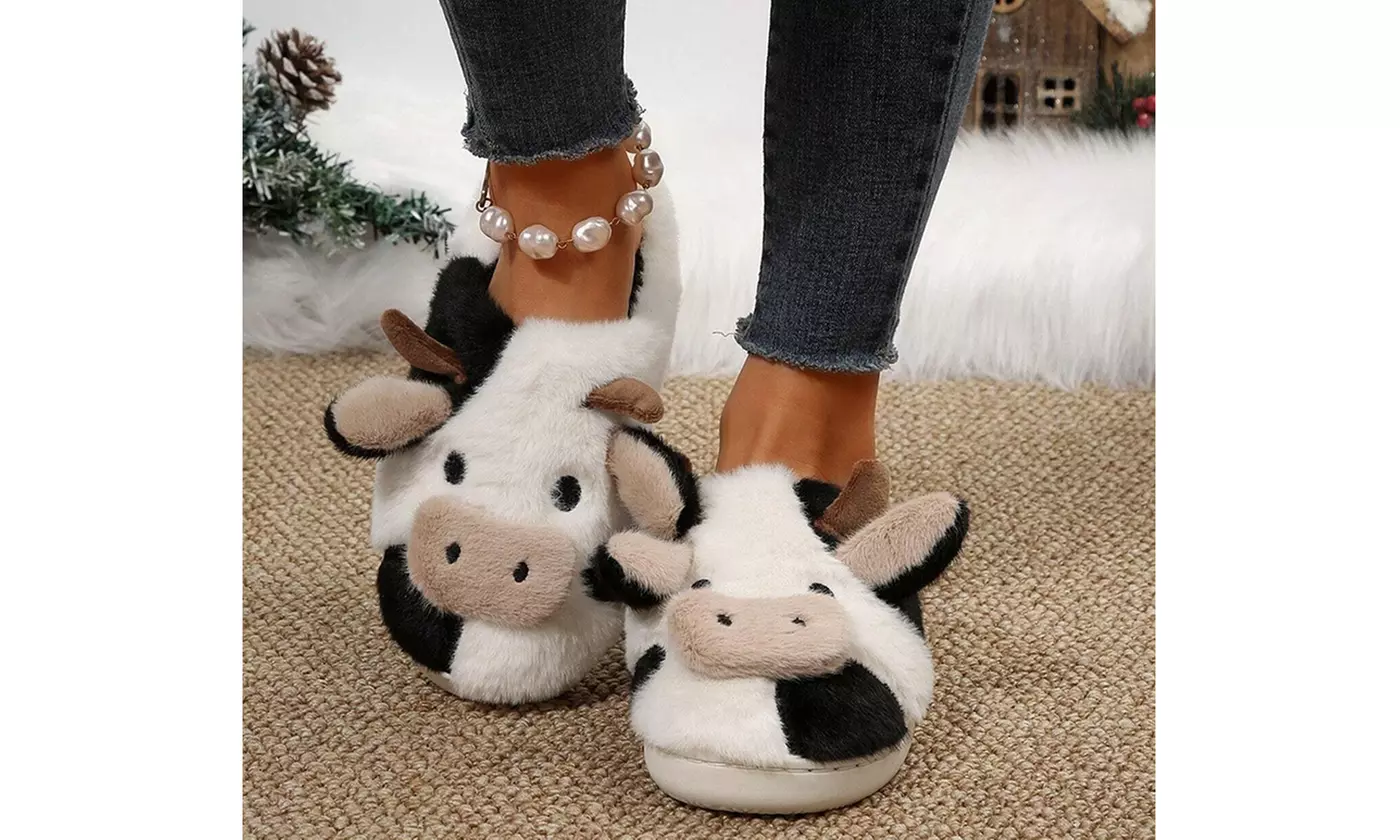  Women's Cute Cow Slippers