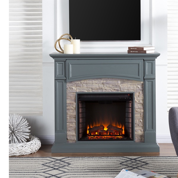 Seneca Electric Media Fireplace Gray W Weathered Stone Groupon Seneca Electric Media Fireplace Gray W Weathered Stone