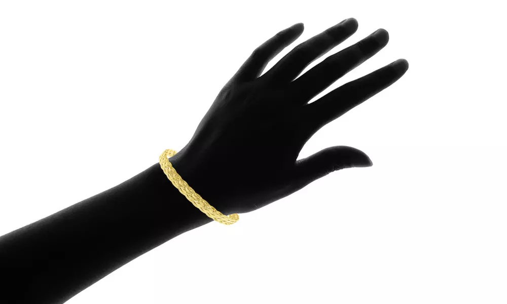 Italian Sterling Silver Adjustable Silver Bracelet in 18k Gold or Rose Gold