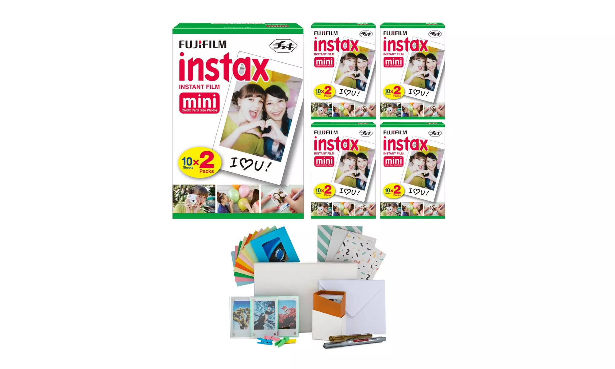 Fujifilm instax Mini Twin Film Pack (100 Exp) with Storage Box and Postcard Set - Primary Image