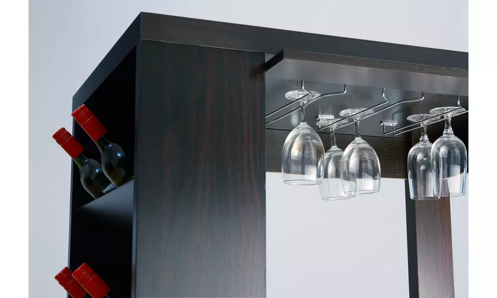 Furniture of America Ashlyn Modern Bar Table with Wine Rack in Cappuccino - Second Medium