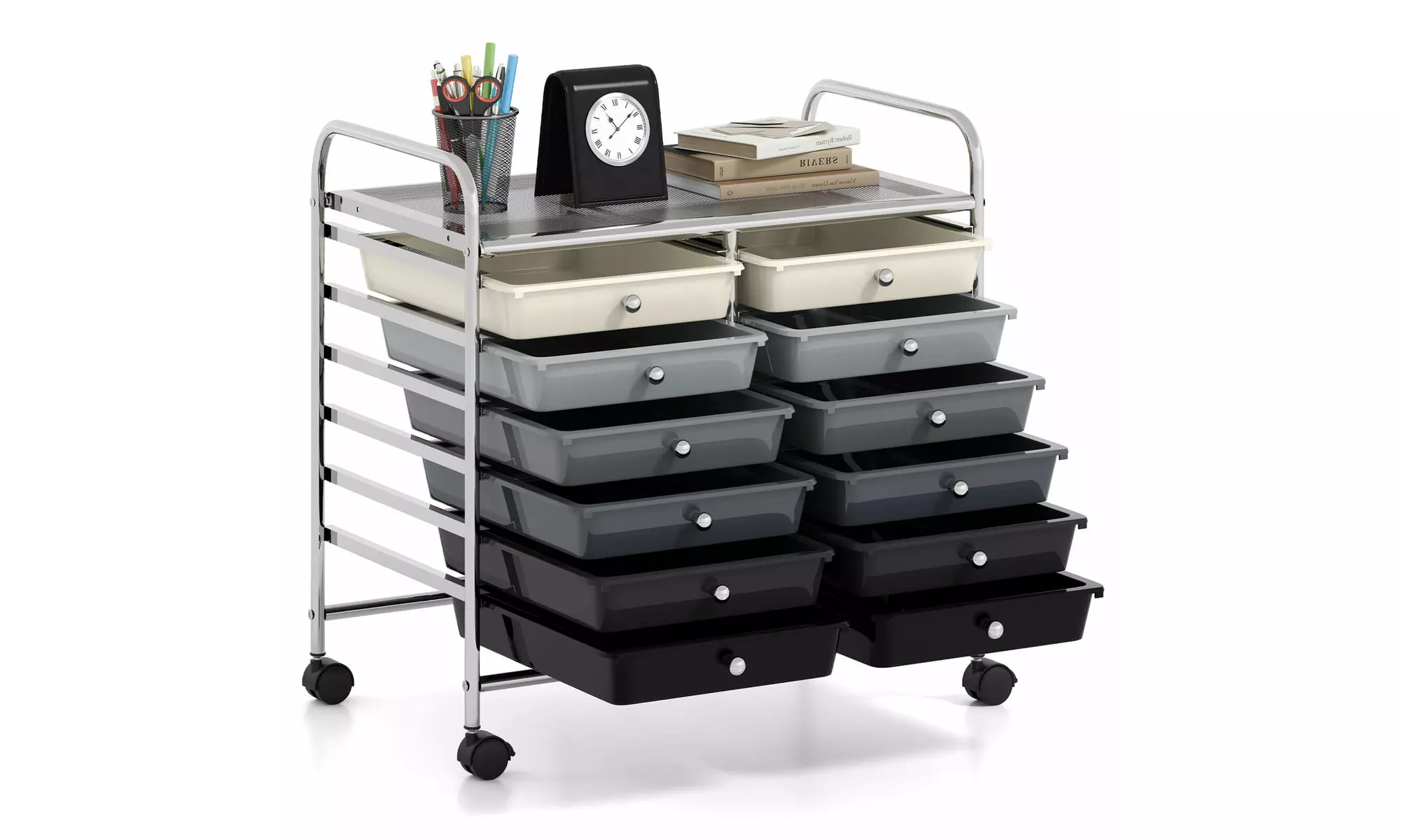 Costway 12 Drawers Rolling Cart Storage Scrapbook Paper Studio Organizer Bins