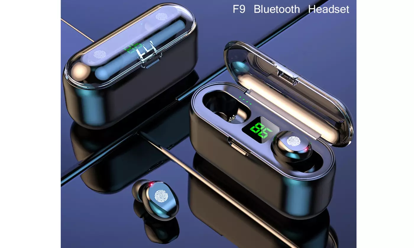 True Wireless Bluetooth  Mini Earbuds Headphone Headset 1200mAh Charging Case - Primary Image