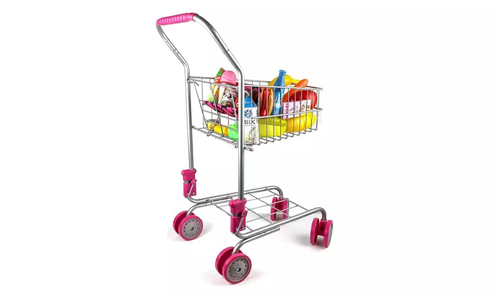 Pretend Play Shopping Cart with Groceries - Primary Image