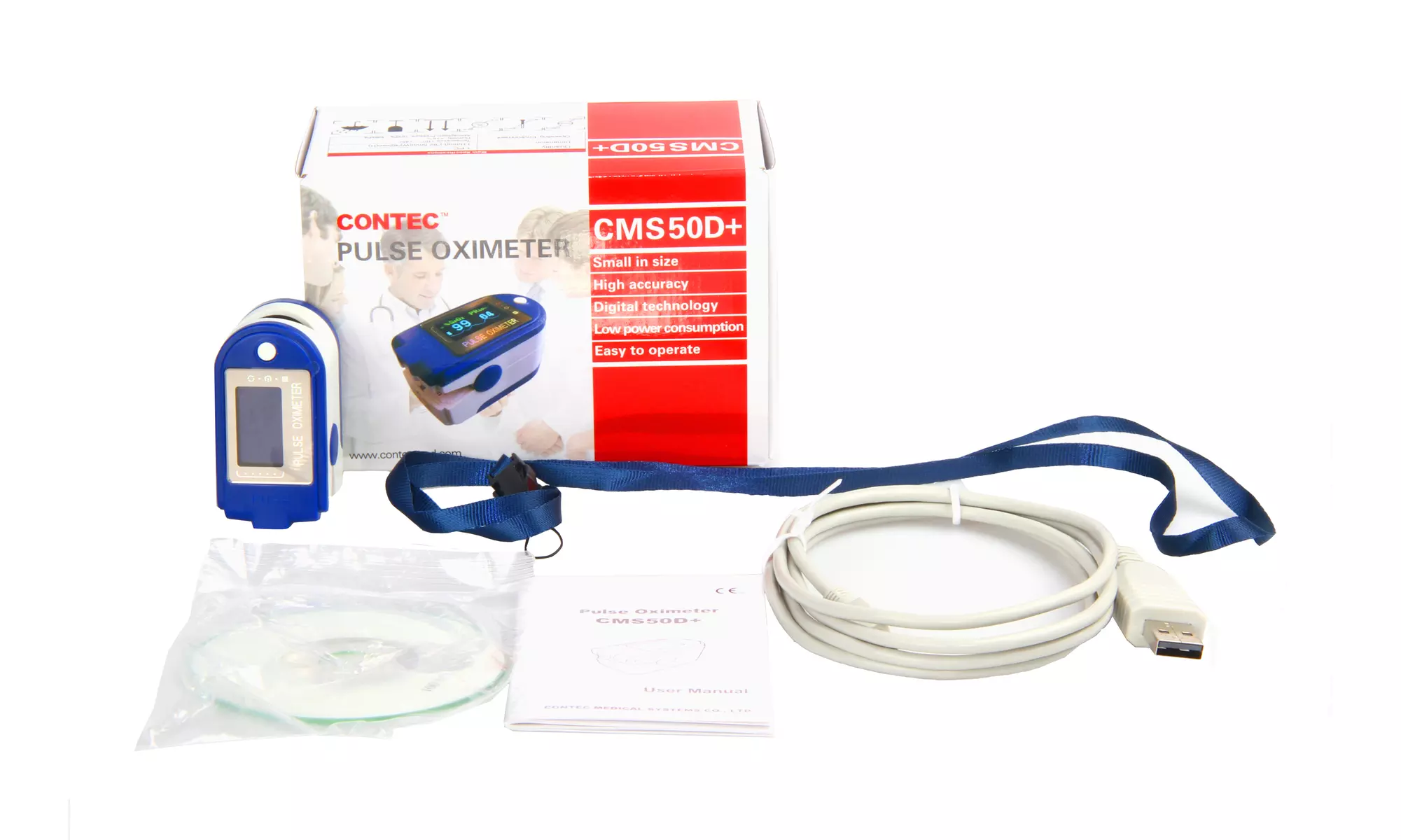 24 Hours Pulse Oximeter USB SPO2 Blood Oxygen Monitor with software - Primary Image