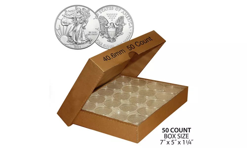 Coin Capsule Holders Direct-Fit Airtight - Quantity 50 with BOX - All Sizes