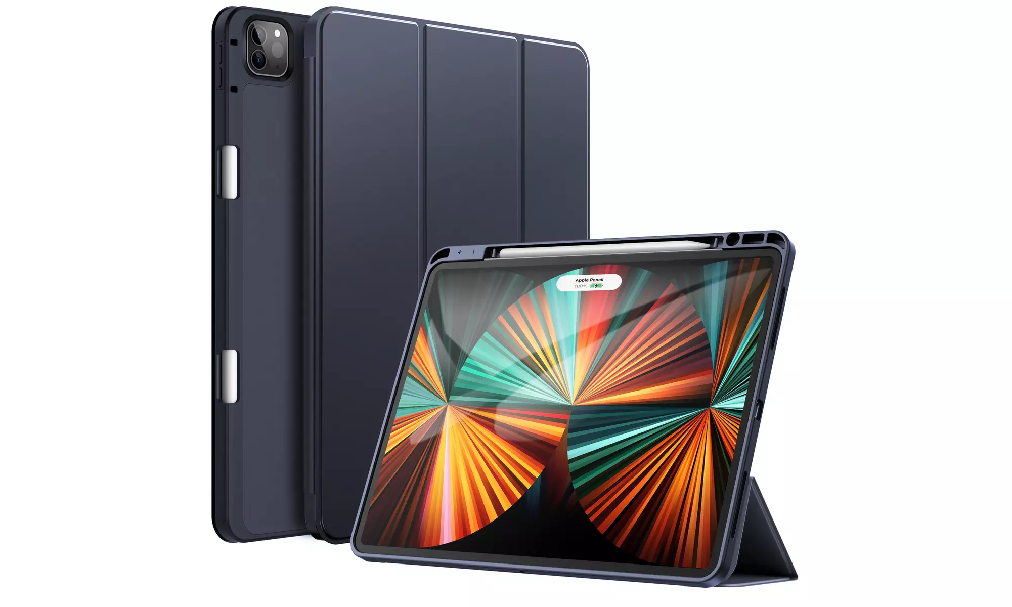 iPad Pro 12.9'' (2022/2021) Case with Pencil Holder, Support 2nd Pencil Charging