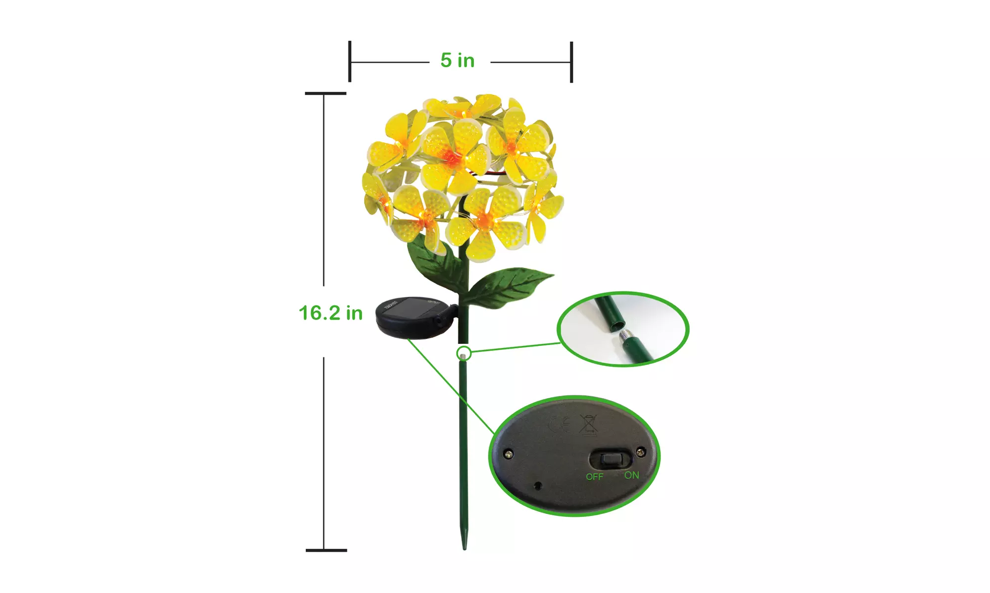 Touch Of ECO Solar LED Metal Flower Stake Lights(1-,2- or 3-Pack)