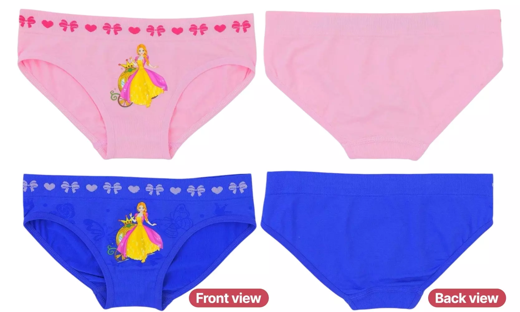 Girl's 6/12 Multi-Pack Of Solid Color Bikini Princess Panty Briefs