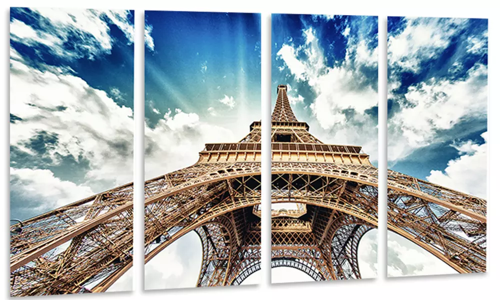 Eiffel Tower with Fast Moving Clouds - Photography Metal Wall Art - Primary Image