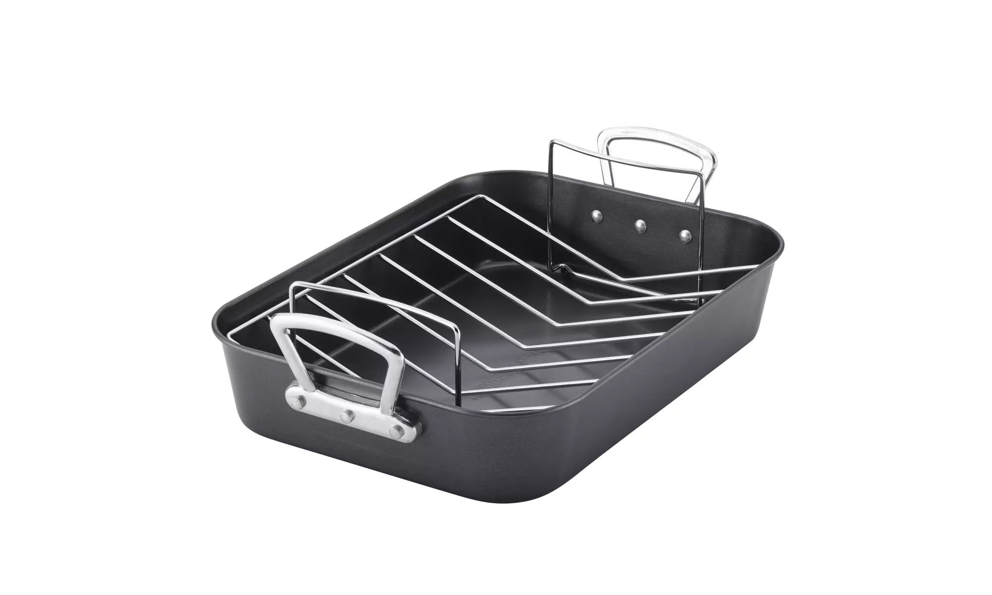 Farberware Buena Cocina Nonstick 15 x 11" Roaster with Removable Rack, Gray - Primary Image