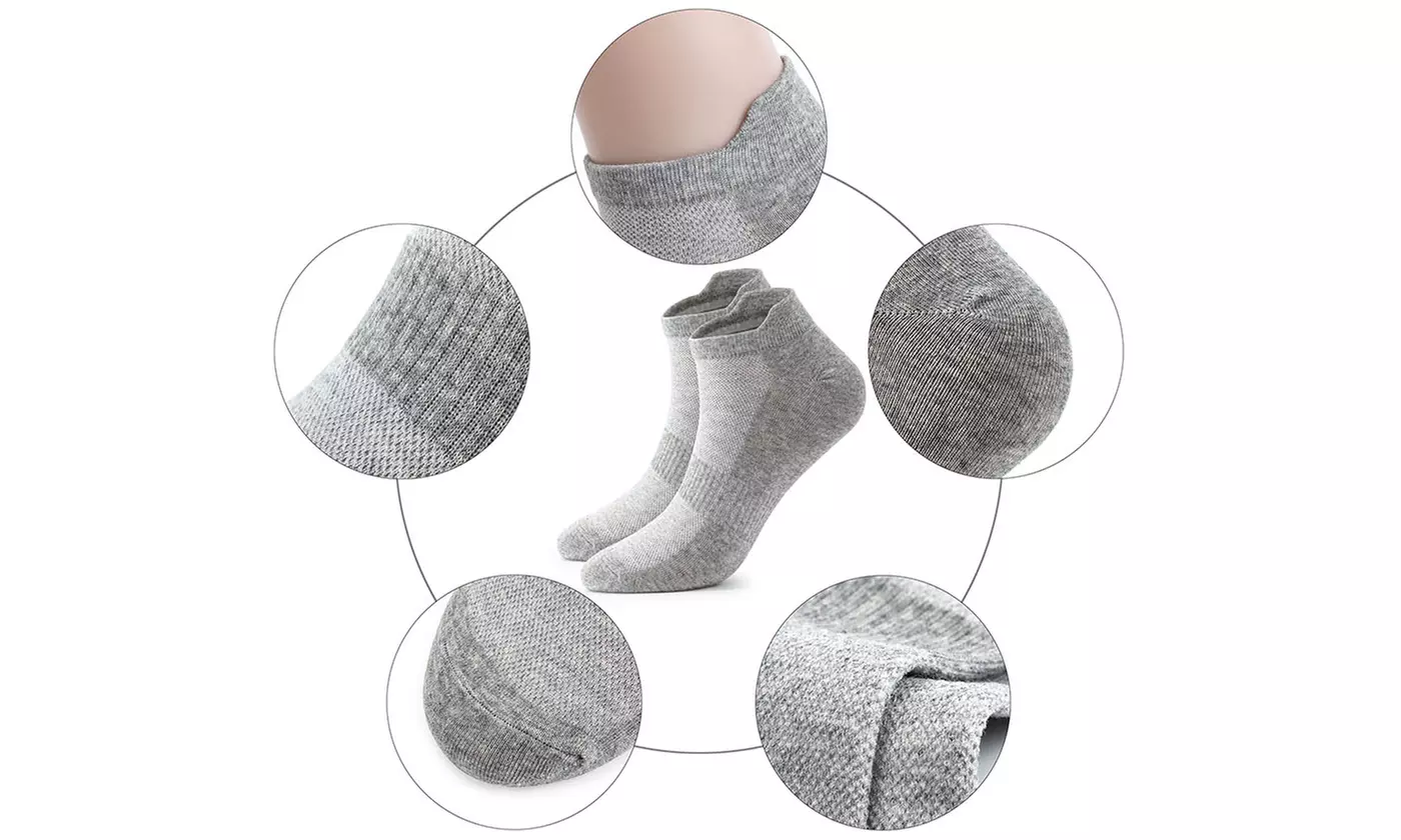5 Pairs Womens Elastic Ankle Socks Athletic Cotton Low Cut Sport Socks With Tab