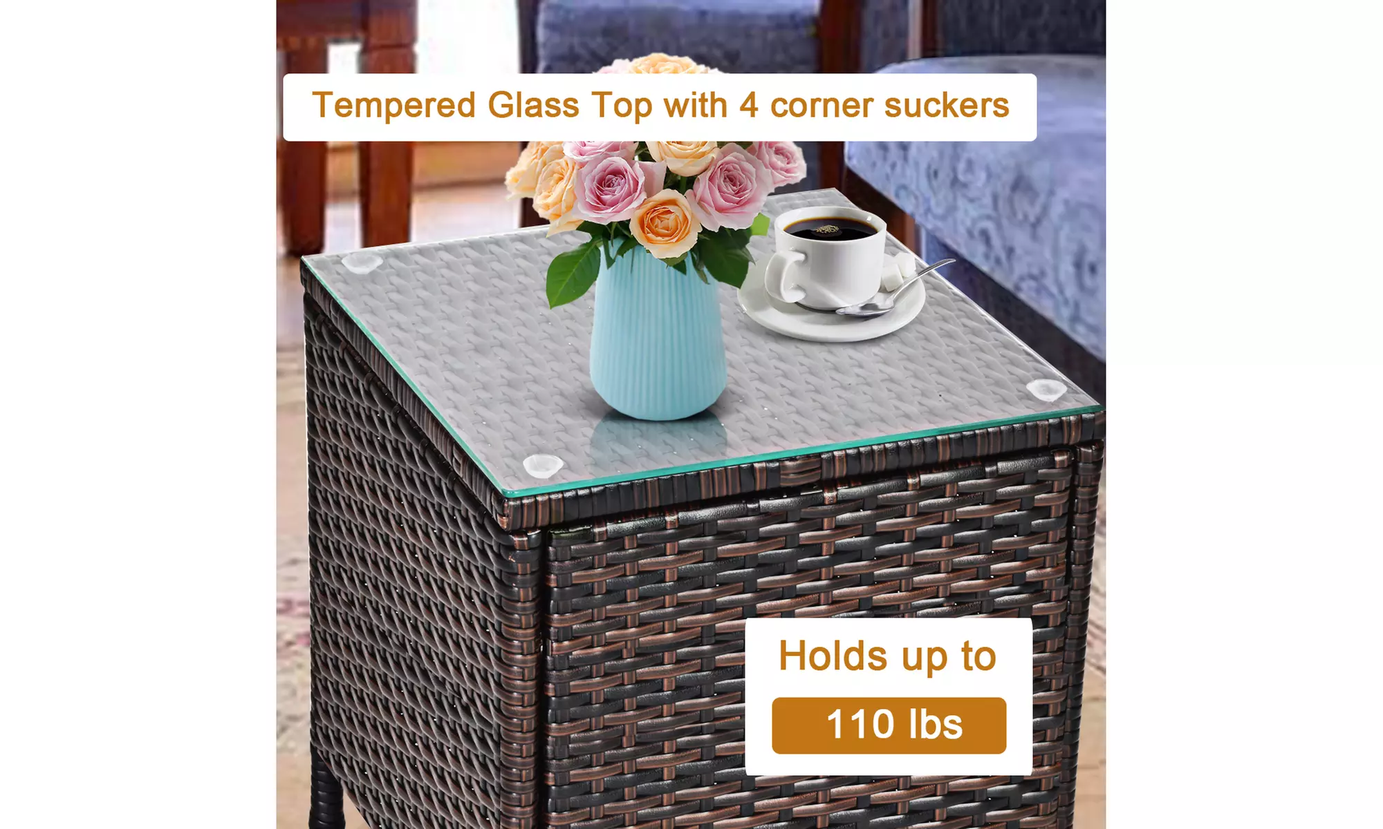 Costway Outdoor 3 PCS PE Rattan Wicker Furniture Sets Chairs Coffee Table Garden