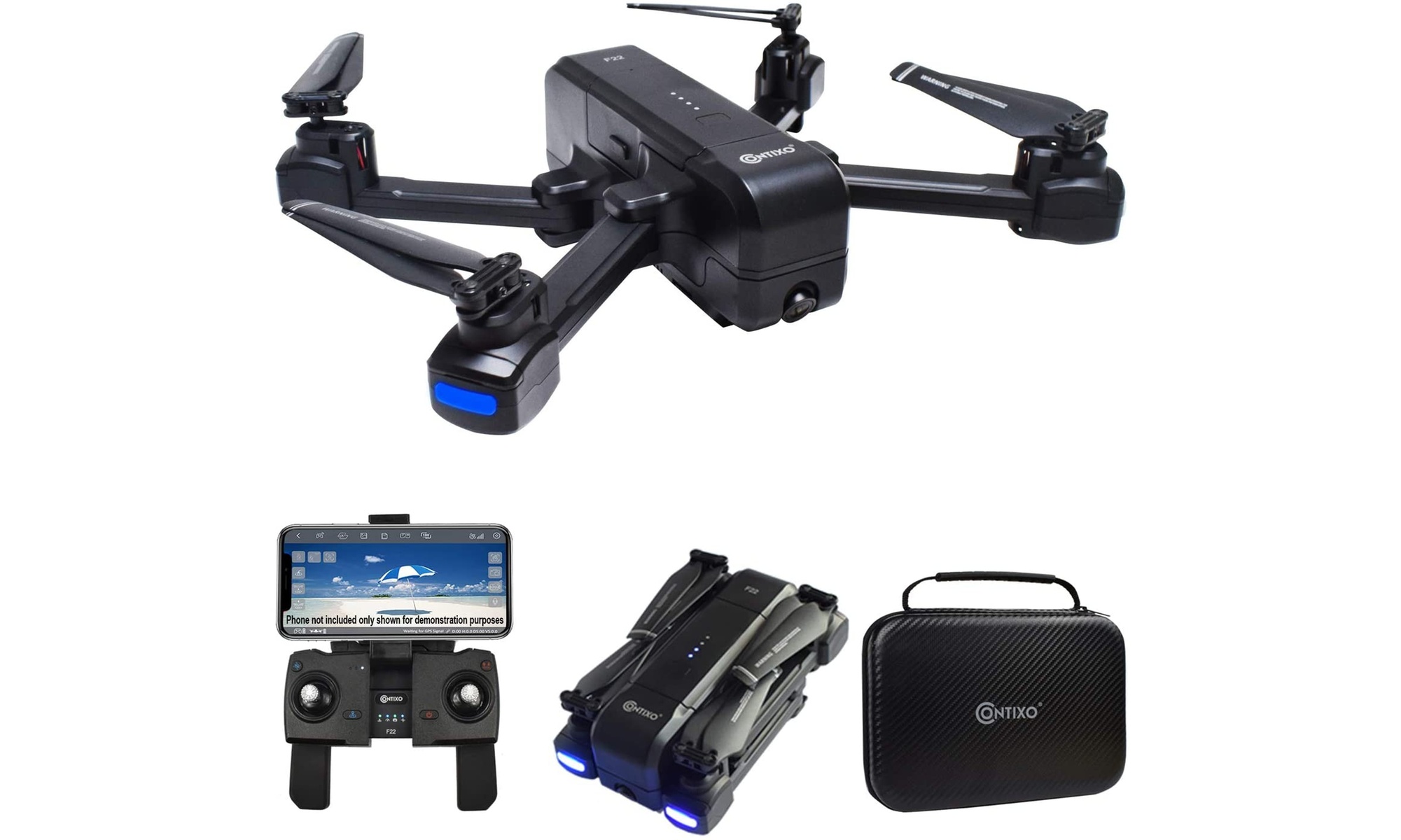 Contixo F22 RC Foldable Quadcopter Drone Selfie, Gesture & Includes Storage Case