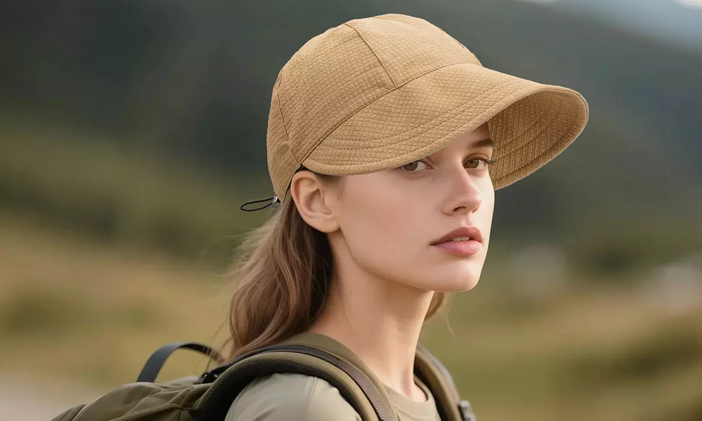 Women's Wide Brim Sun Hat: UV Protection Beach & Outdoor Ponytail Cap