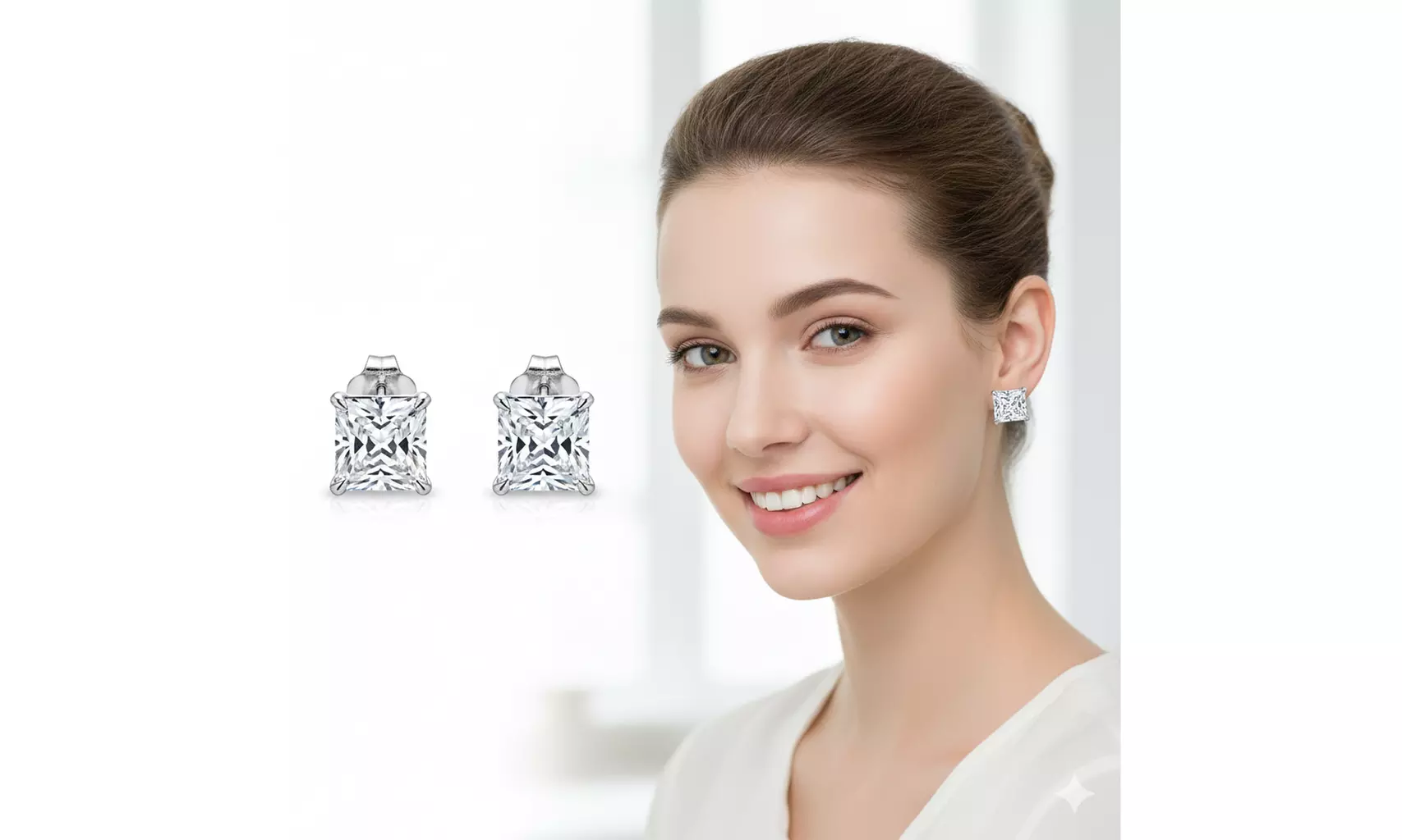 14K Rose White & Yellow Gold Round cut Created Diamond 1/4, 1/2 ct Stud Earrings