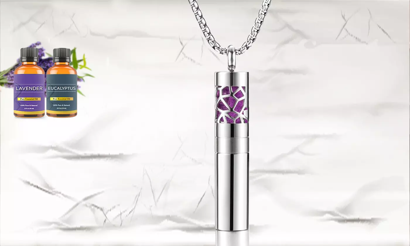 Aromatherapy Pearl Chain Pendant Necklace with 2 Optional Essential Oils - Primary Image