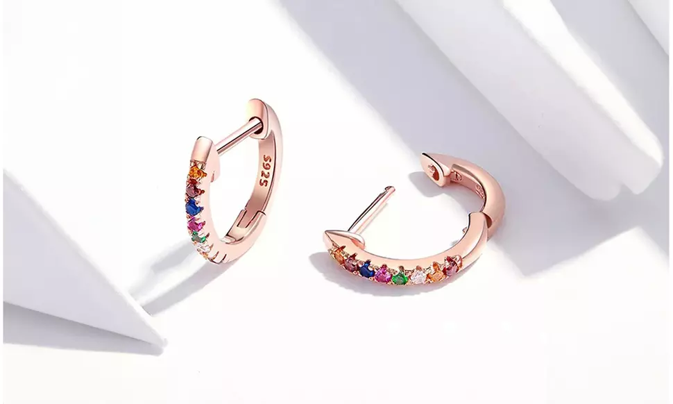 Dazzling Huggie Hoop Earrings: Colorful Pave & Sparkle Crystal