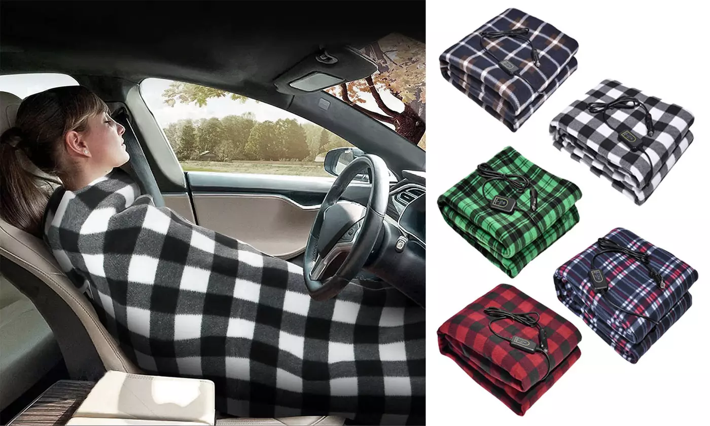 12V Electric Heated Car Blanket With 3 Heat Levels & Timer - Primary Image