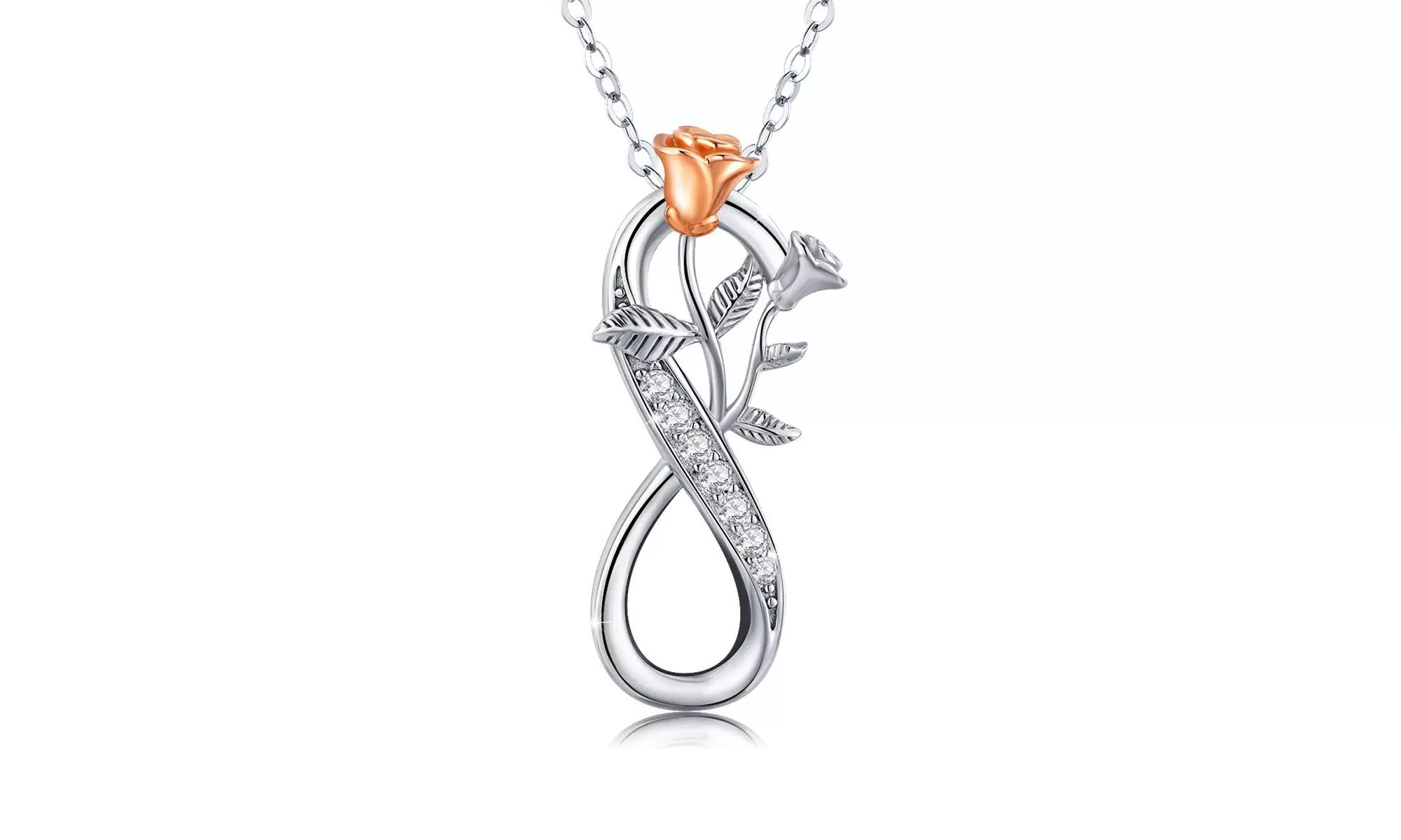 Rose Gold Rose Flower Necklaces Made With Crystals From Swarovski