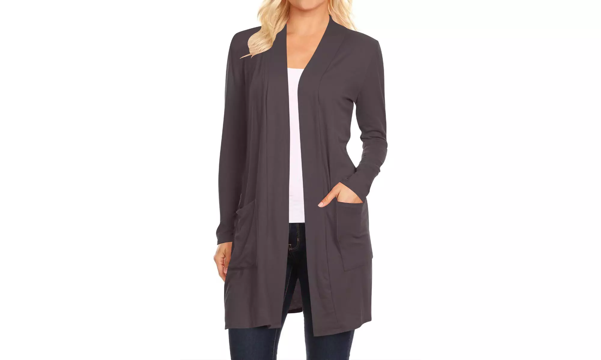 Women's Casual Long Sleeve Solid Open Cardigan