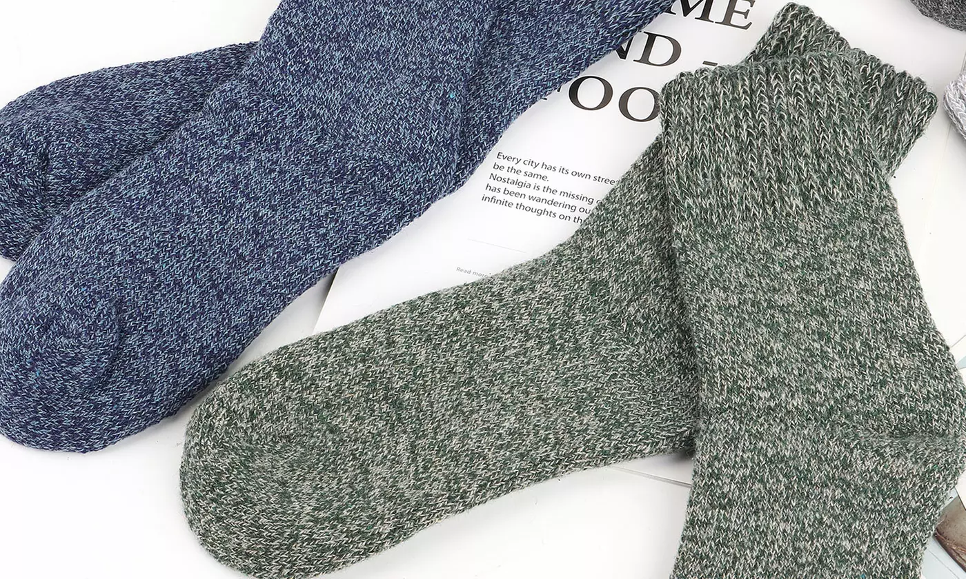 3 Pairs Men's Ultra-Thick Winter Warm Breathable Wool Hiking Crew Socks