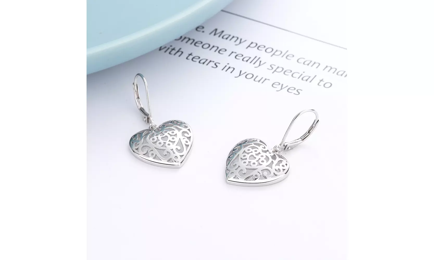 14K Rose Gold Filigree Heart Earring