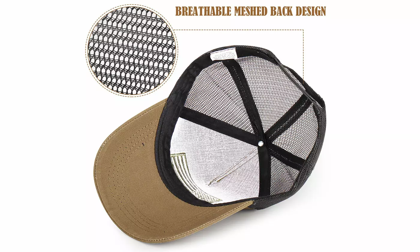 3D Embossed Logo American Flag Baseball Cap Trucker Hat
